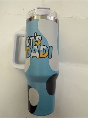 It's Dad! Blue Graphic Travel Tumbler with Handle